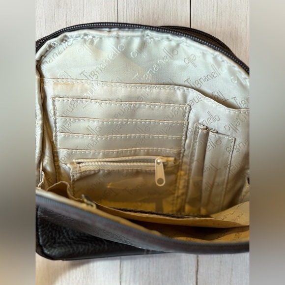 Tignanello Brown 100% Genuine Pebbled Leather Crossbody Many Pockets/Openings - Picture 9 of 16